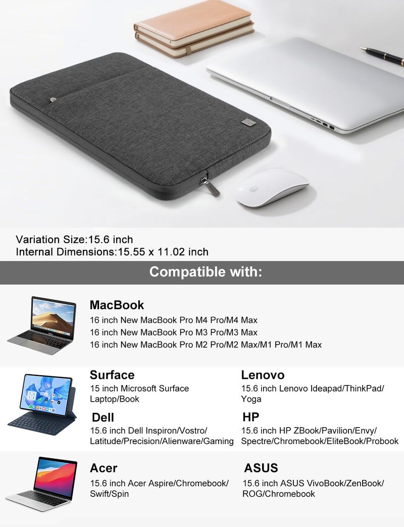 DOMISO Laptop Case Laptop Sleeve Cover for 16 inch MacBook Pro M4/M3/M2/M1 Pro/Max A3403 A3186 A2991 A2780 A2485 A2141,Compatible with 15.6 inch HP Lenovo Dell XPS 16,Dark Grey - Image 2